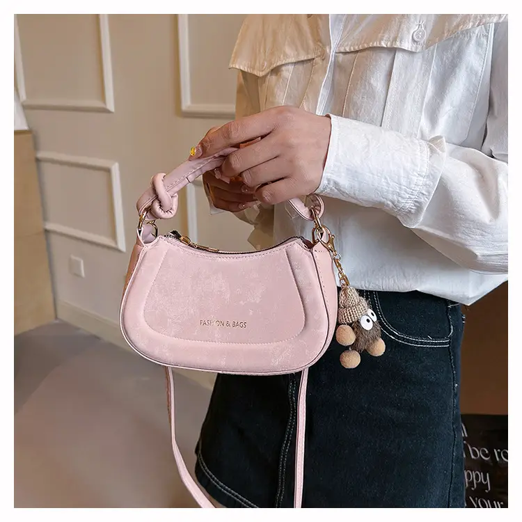 Black Women's Saddle Shoulder Bag with Cute Charm — feature 16