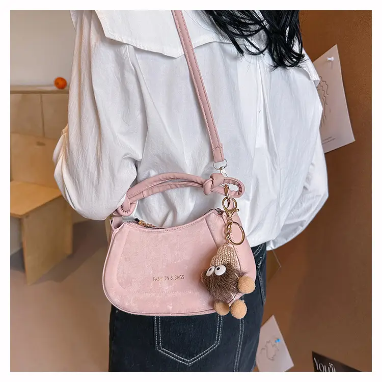 Black Women's Saddle Shoulder Bag with Cute Charm — feature 18