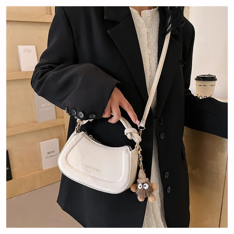 Black Women's Saddle Shoulder Bag with Cute Charm — feature 22