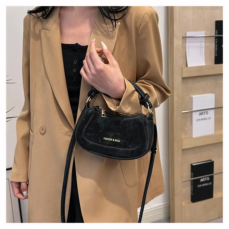 Black Women's Saddle Shoulder Bag with Cute Charm — feature 29