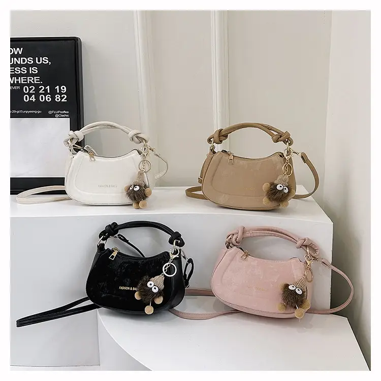 Black Women's Saddle Shoulder Bag with Cute Charm — feature 31