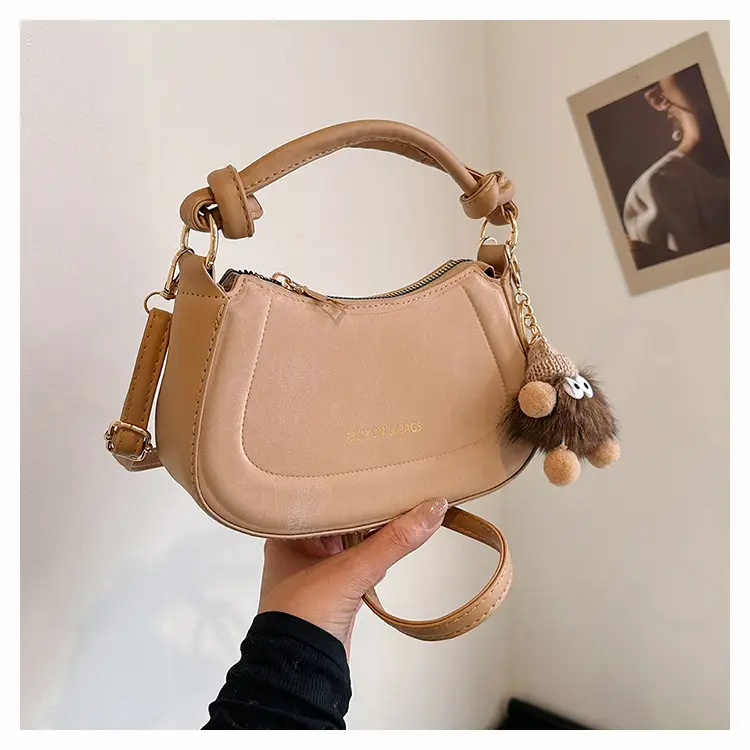 Black Women's Saddle Shoulder Bag with Cute Charm — feature 34