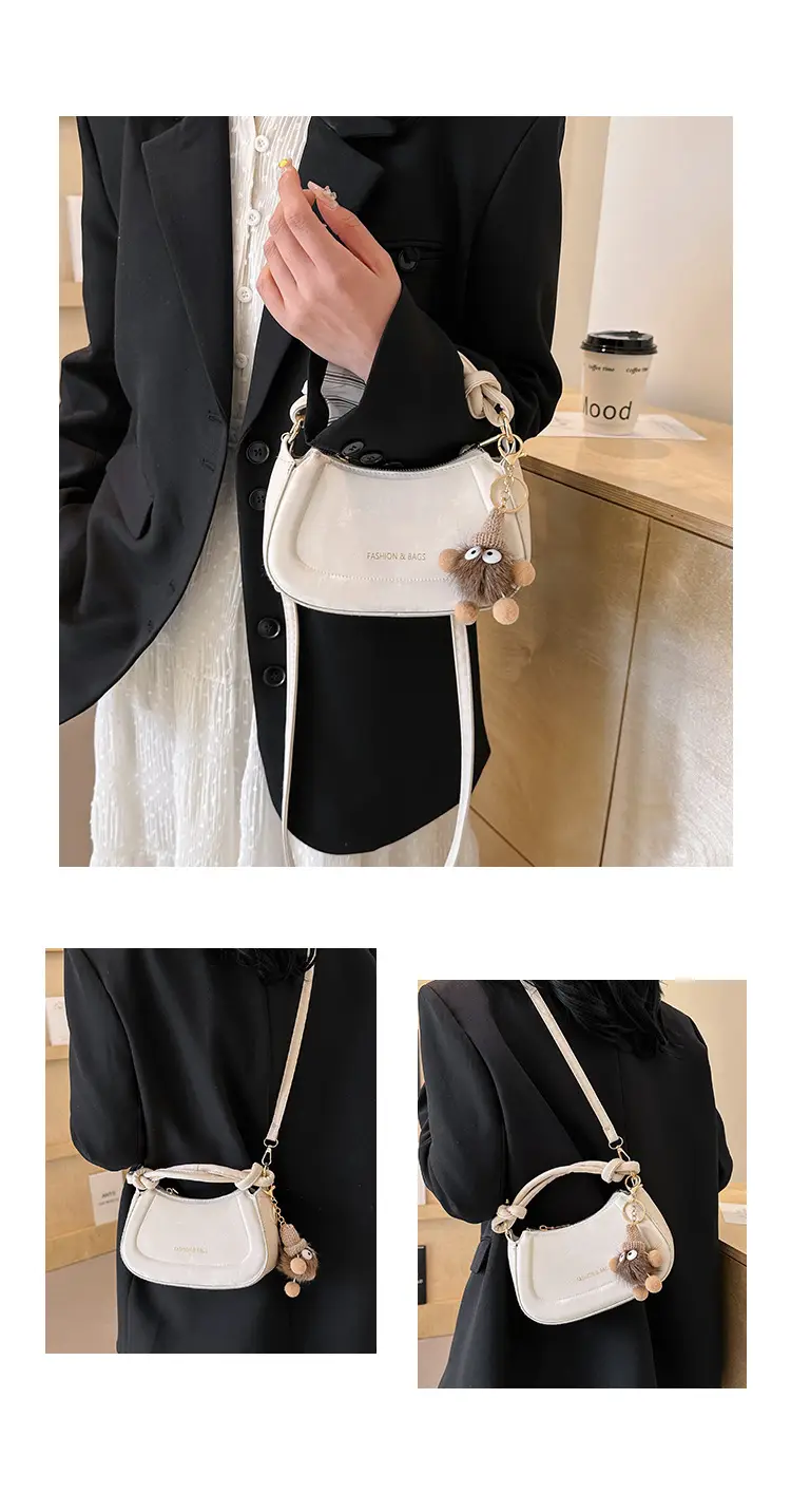 Black Women's Saddle Shoulder Bag with Cute Charm — feature 37