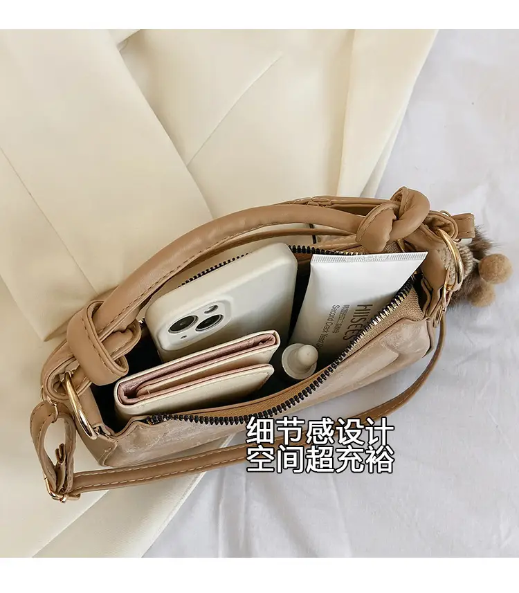 Black Women's Saddle Shoulder Bag with Cute Charm — feature 9