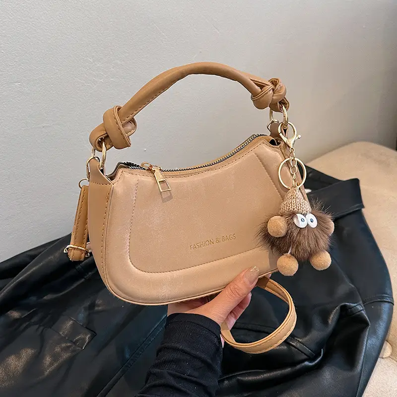Black Women's Saddle Shoulder Bag with Cute Charm - Image 8