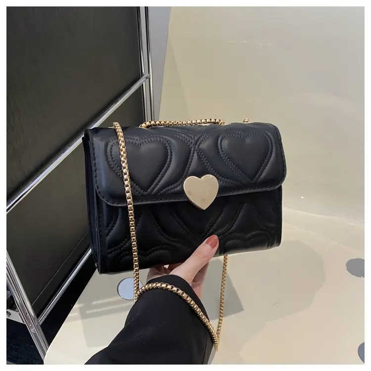 Women's Black Heart Embroidery Shoulder Crossbody Bag — feature 34