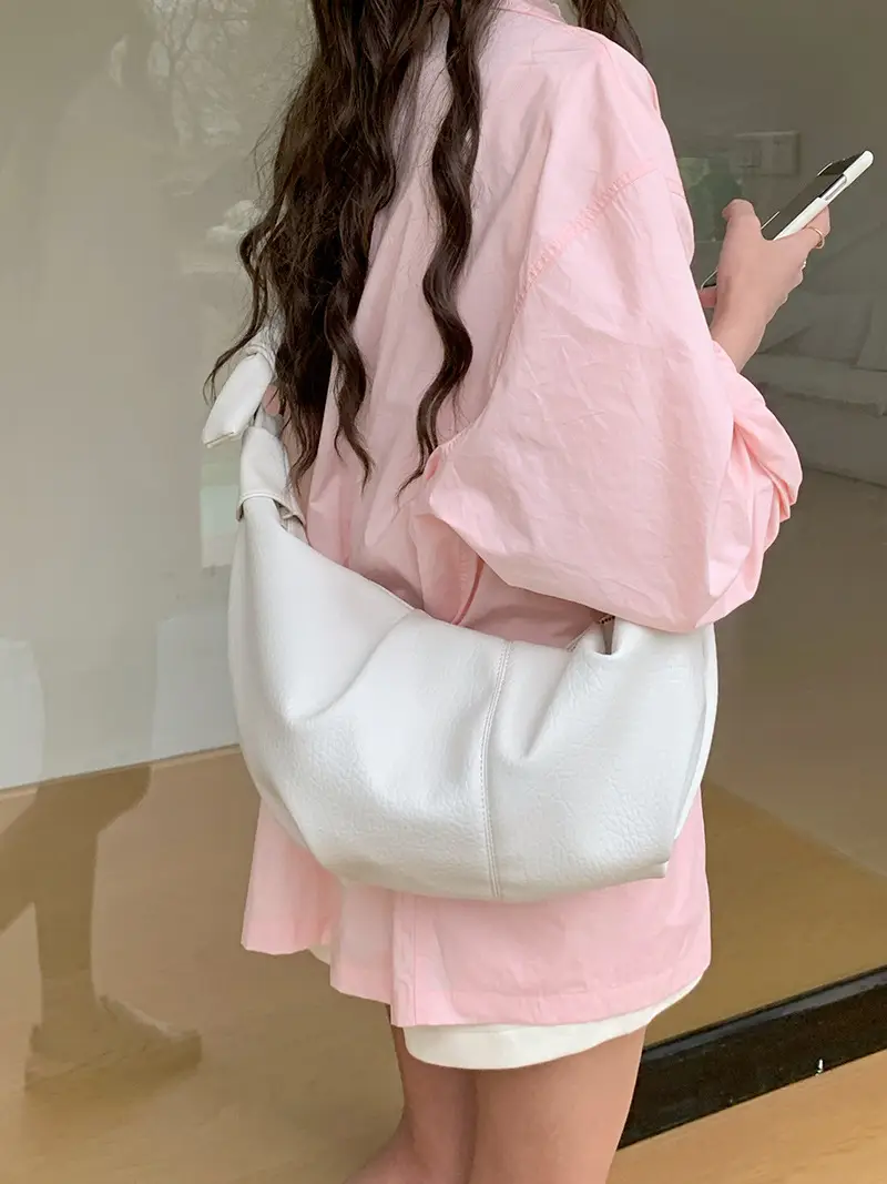 Pink Leather Shoulder Messenger Bag for Women - Image 8