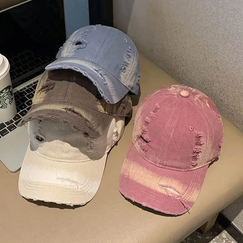 Retro Distressed Blue Baseball Cap for Women Spring Summer 2024 - Image 9