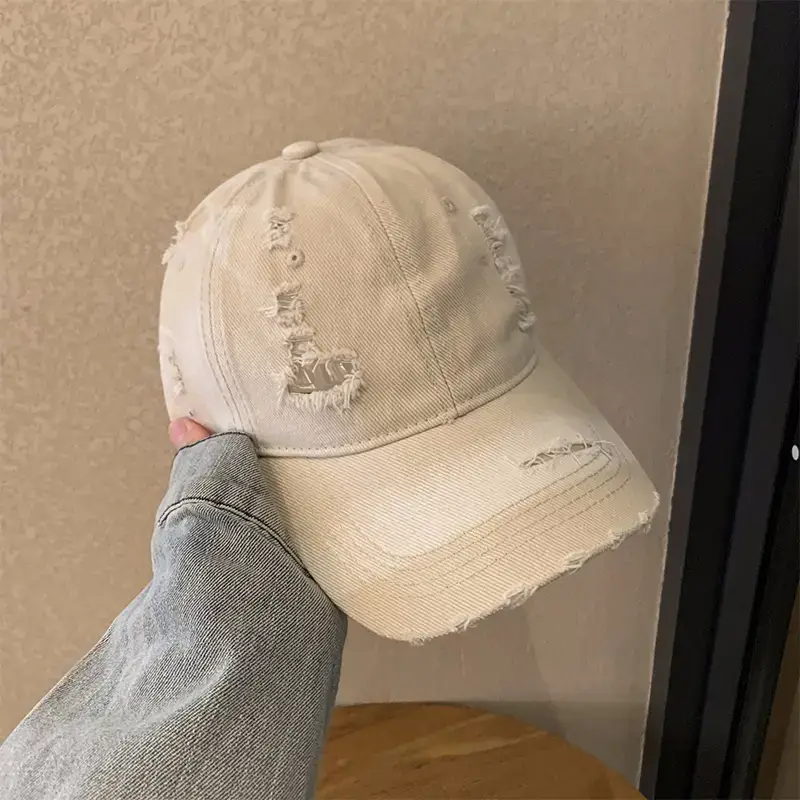 Retro Distressed Blue Baseball Cap for Women Spring Summer 2024 - Image 3