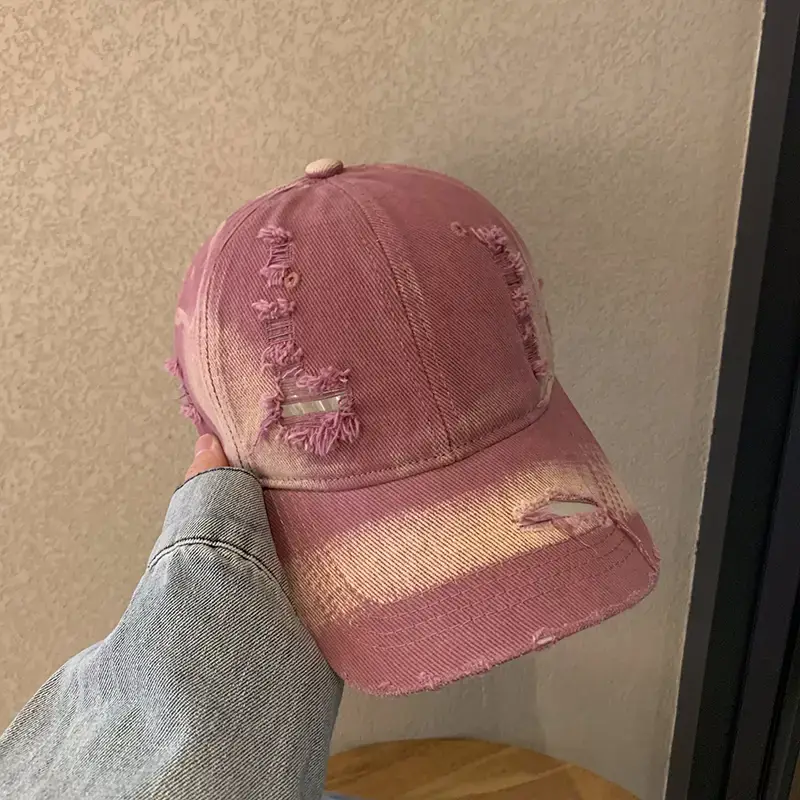 Retro Distressed Blue Baseball Cap for Women Spring Summer 2024 - Image 4