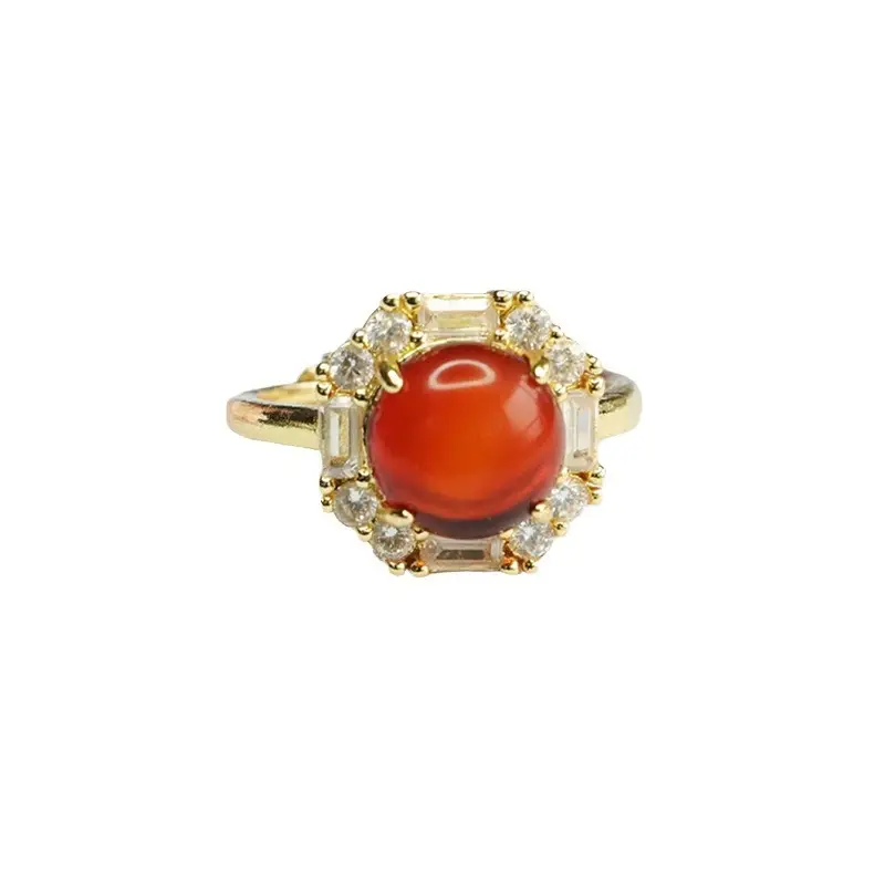 Guan Yu Natural Amber Ring Vintage Style Women's - Image 6