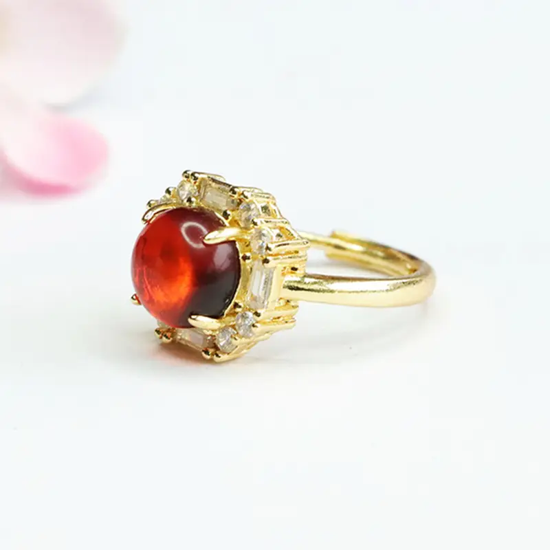 Guan Yu Natural Amber Ring Vintage Style Women's — feature 9