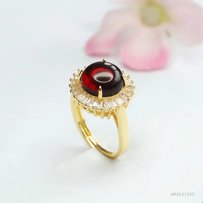 Guan Yu Natural Amber Ring Blood Amber Ring Female National Trend Jewelry - Image 5