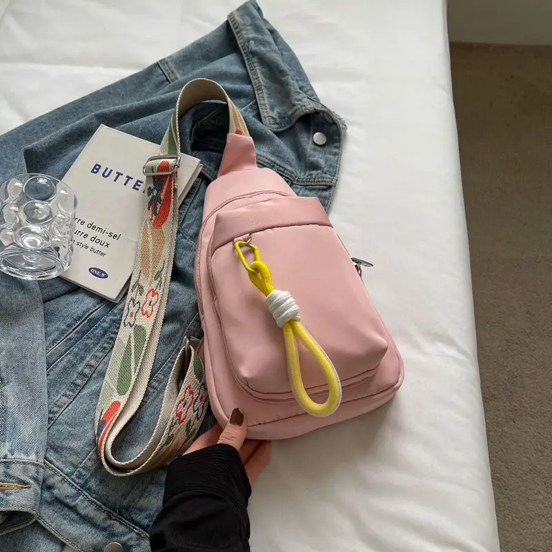 Pink Multi-Compartment Shoulder Bag for Women - Image 3