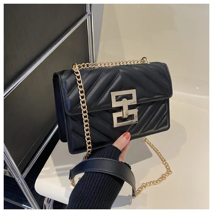 Brown Retro Lock Chain Shoulder Bag for Women — feature 19