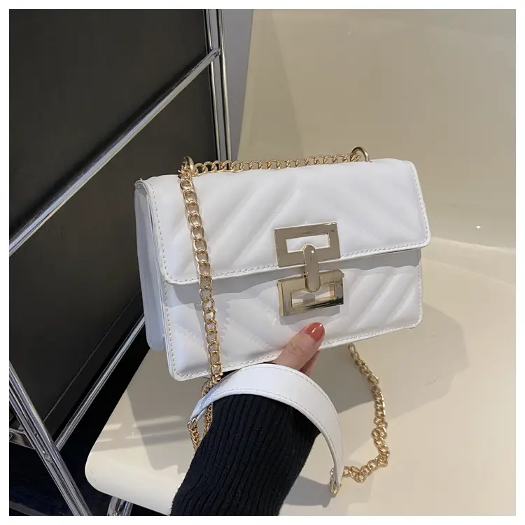 Brown Retro Lock Chain Shoulder Bag for Women — feature 20