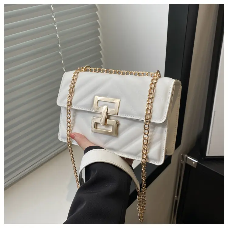 Brown Retro Lock Chain Shoulder Bag for Women — feature 23
