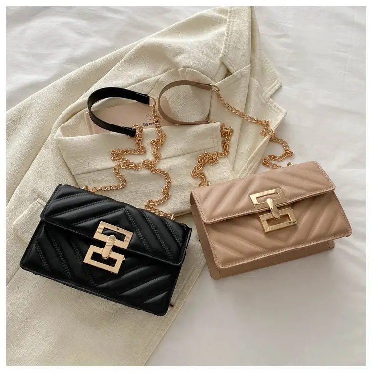 Brown Retro Lock Chain Shoulder Bag for Women — feature 25