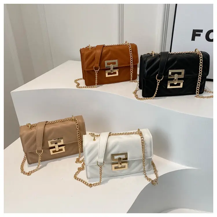 Brown Retro Lock Chain Shoulder Bag for Women — feature 27