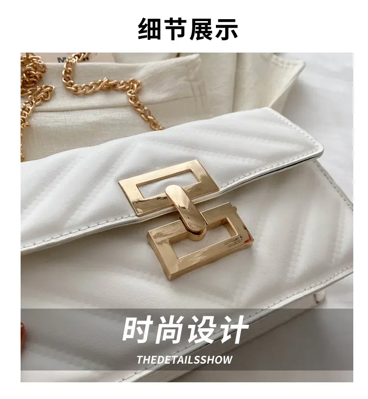 Brown Retro Lock Chain Shoulder Bag for Women — feature 4