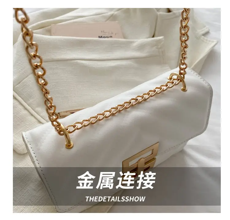 Brown Retro Lock Chain Shoulder Bag for Women — feature 6