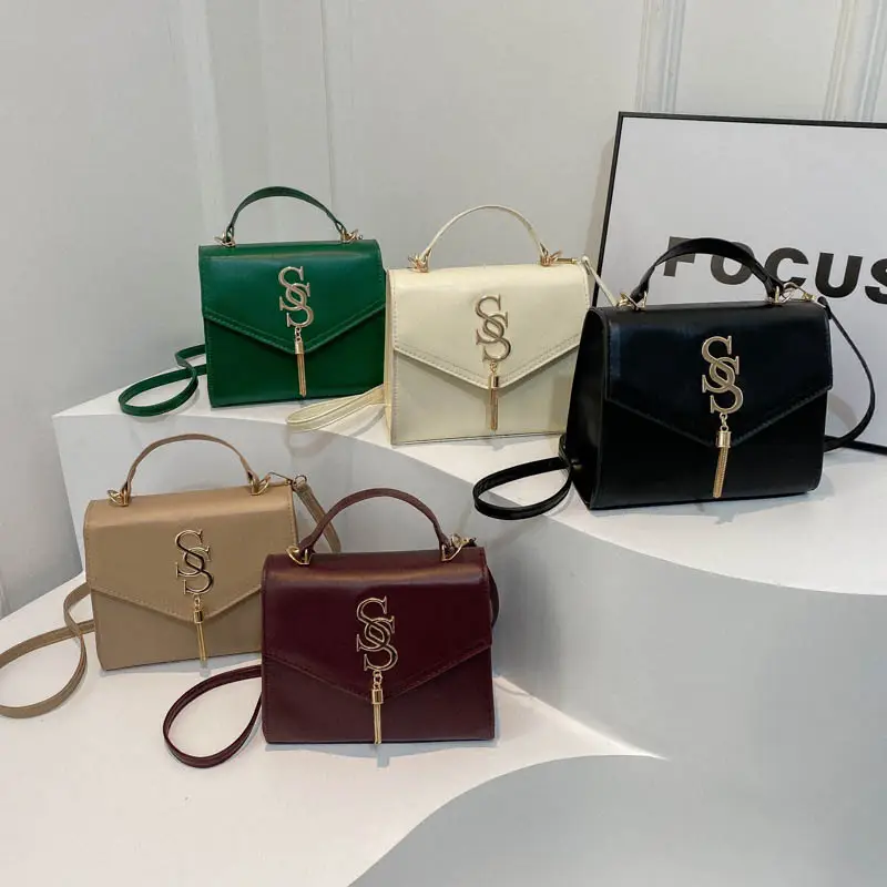 Black Shoulder Bag with Gold Logo for Women - Image 6