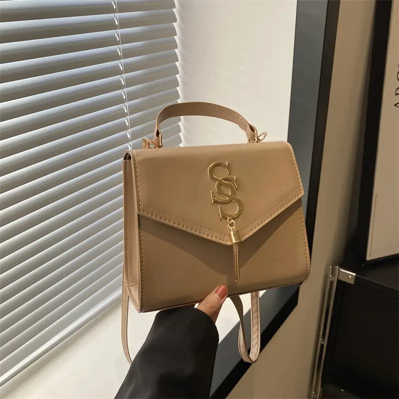 Black Shoulder Bag with Gold Logo for Women - Image 7