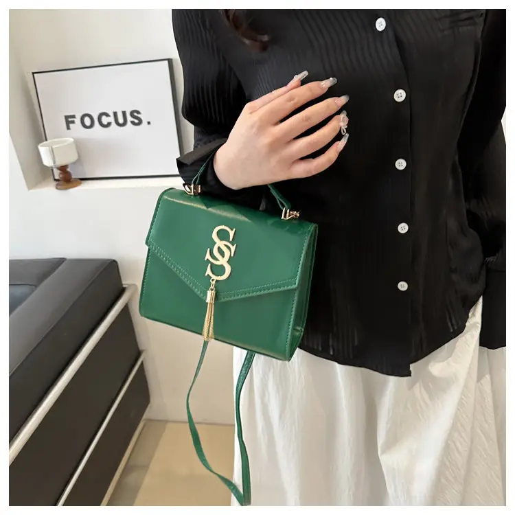 Black Shoulder Bag with Gold Logo for Women — feature 12