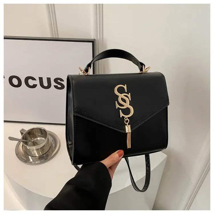 Black Shoulder Bag with Gold Logo for Women — feature 18