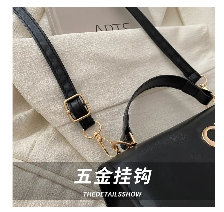 Black Shoulder Bag with Gold Logo for Women — feature 3