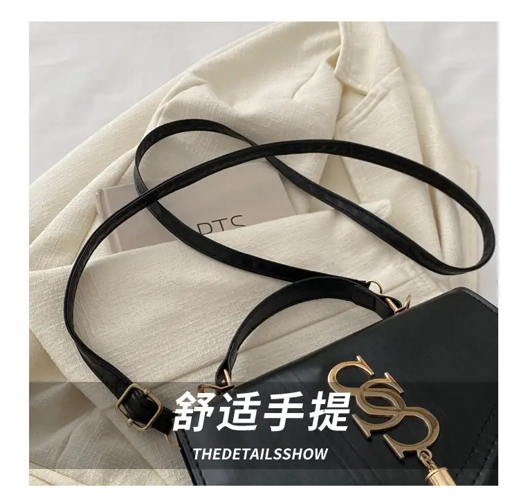 Black Shoulder Bag with Gold Logo for Women — feature 5