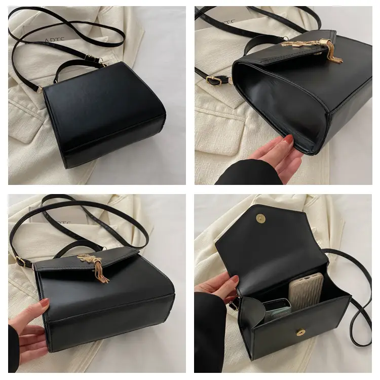 Black Shoulder Bag with Gold Logo for Women — feature 7