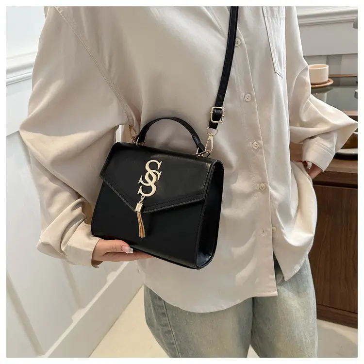 Black Shoulder Bag with Gold Logo for Women — feature 8