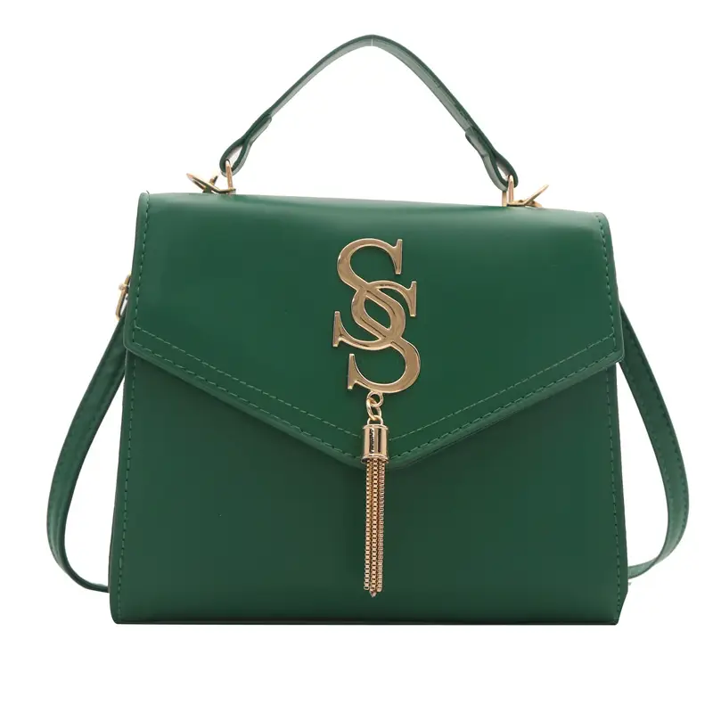 Black Shoulder Bag with Gold Logo for Women - Image 3