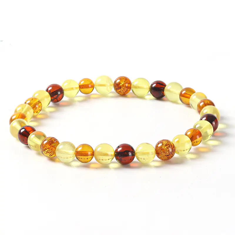 Natural Baltic Amber Beads Bracelet Gold Plated - Image 5