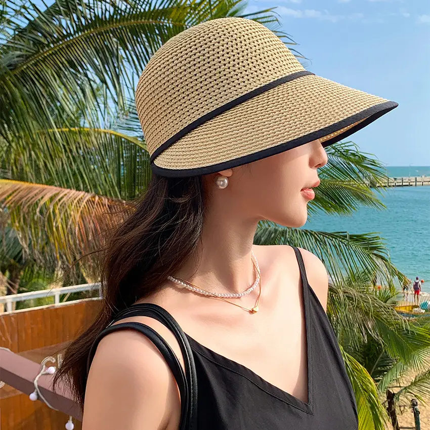 Women Straw Sun Hat with Large Bristle Summer Outdoor Wear
