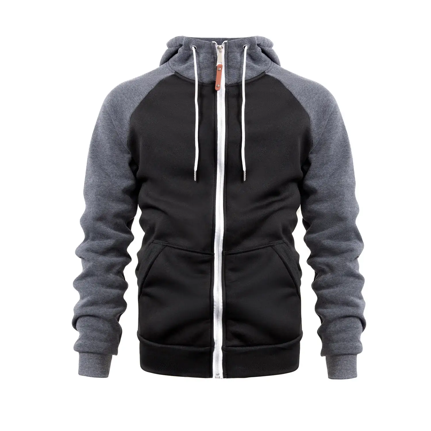Men's Blue Black Hoodie Sweatshirt Set with Zip Front — feature 14