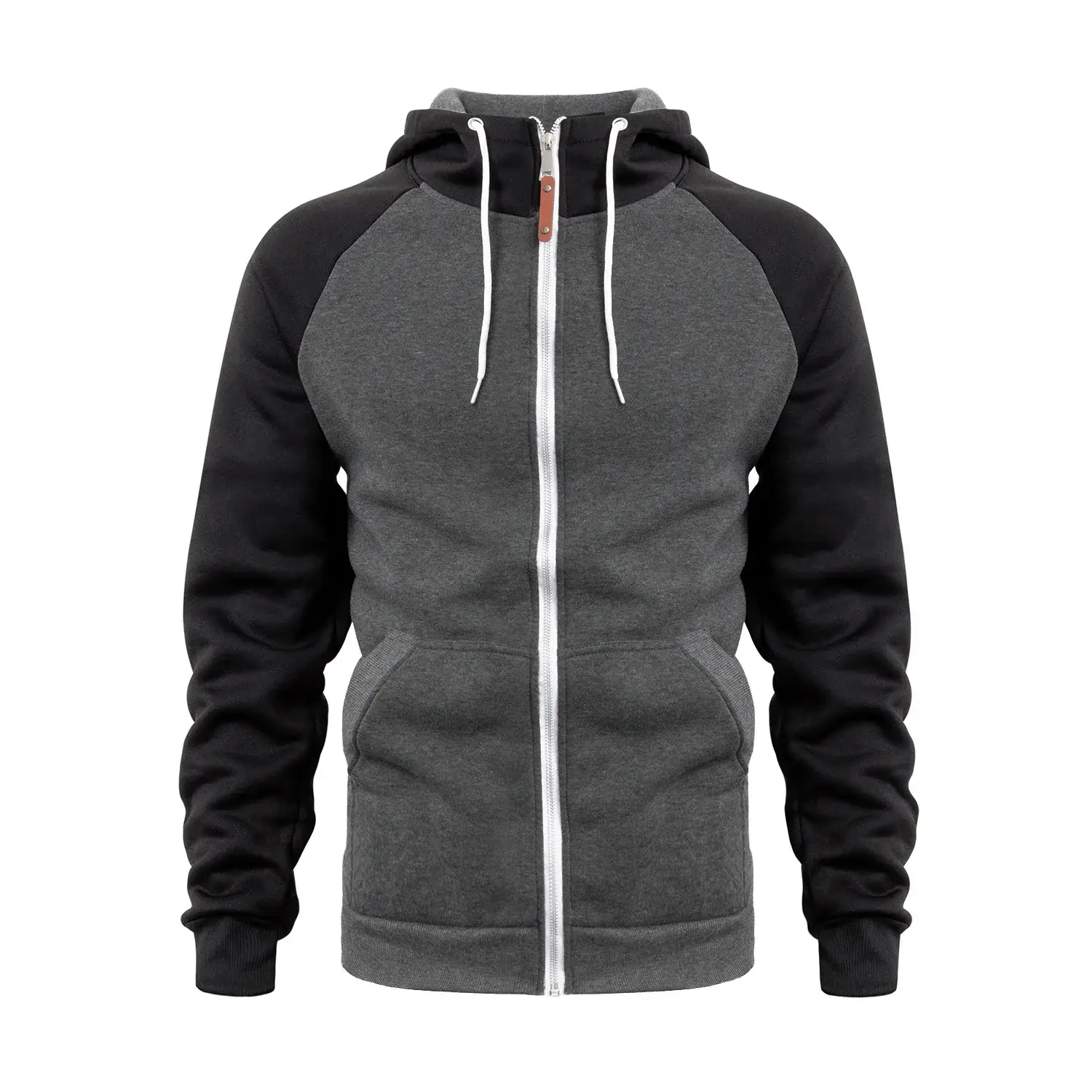 Men's Blue Black Hoodie Sweatshirt Set with Zip Front — feature 30