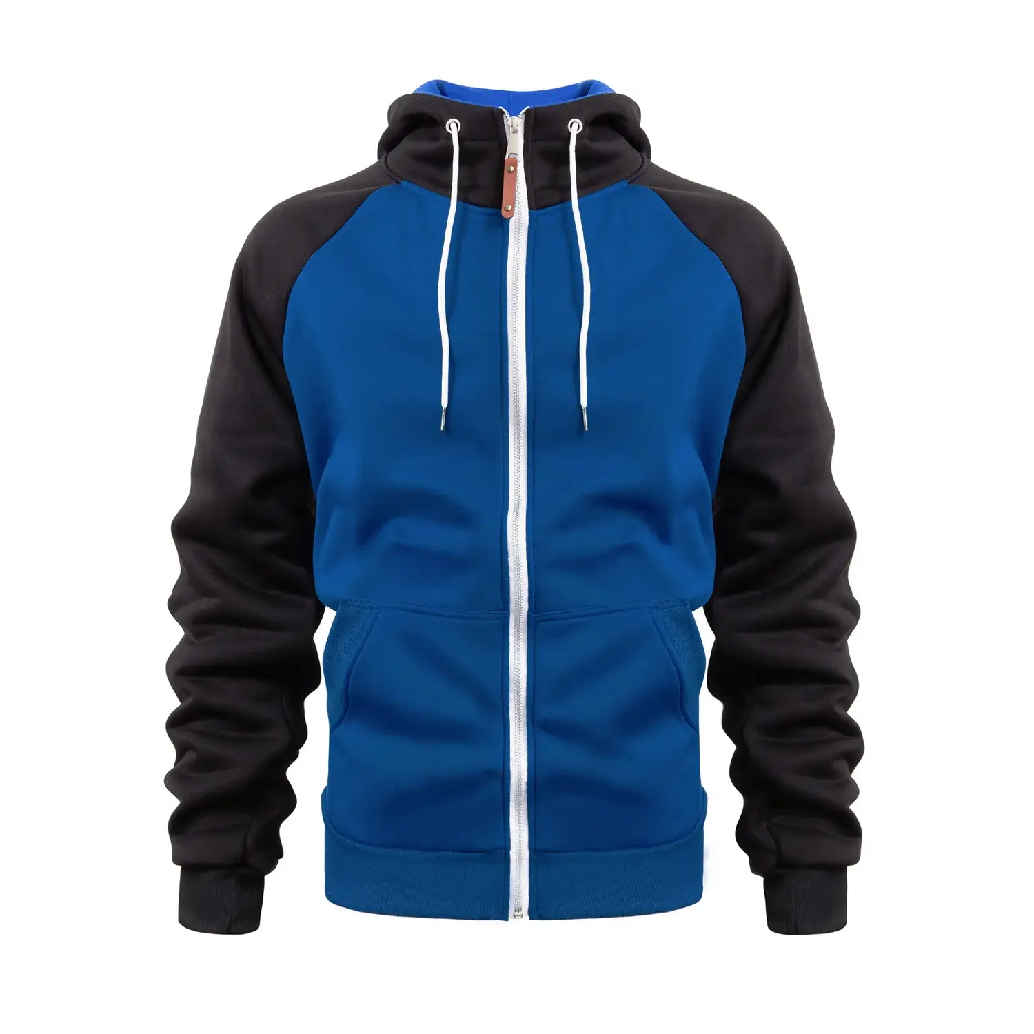 Men's Blue Black Hoodie Sweatshirt Set with Zip Front — feature 5