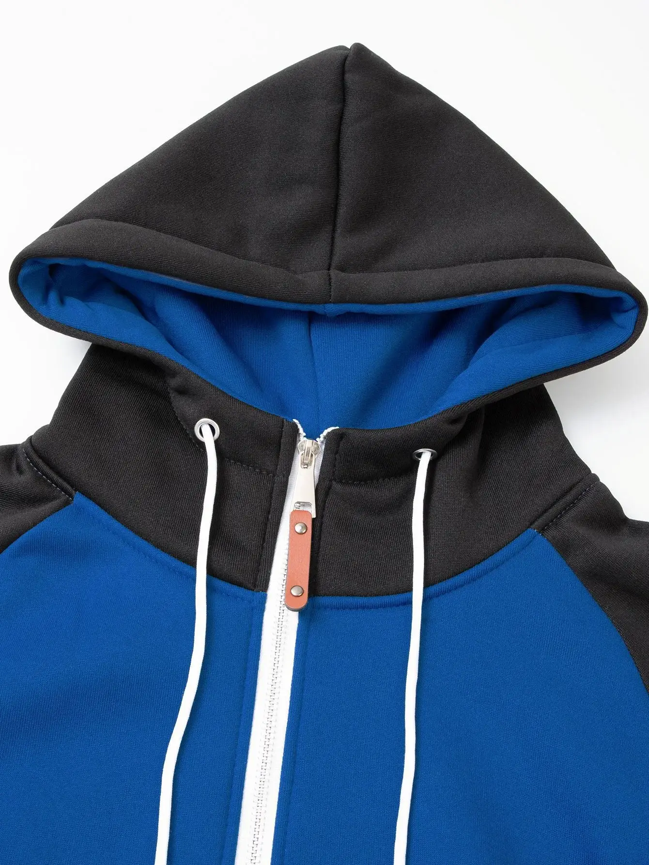 Men's Blue Black Hoodie Sweatshirt Set with Zip Front — feature 7