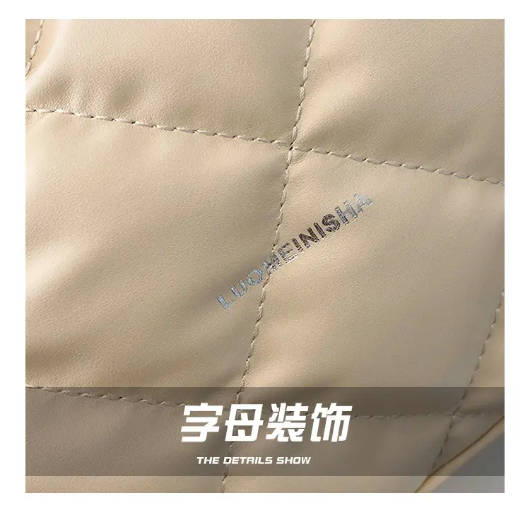Women Rhombus Chain Bucket Bag Large Capacity Cream — feature 3