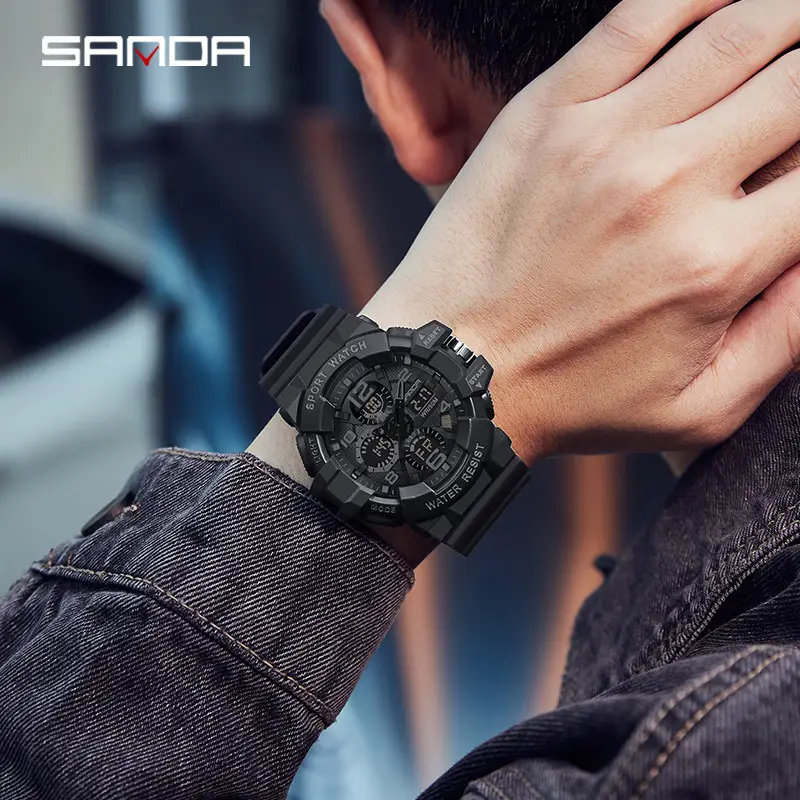 Sanda Sport Watch Black Digital Alarm Clock Water Resistant - Image 10