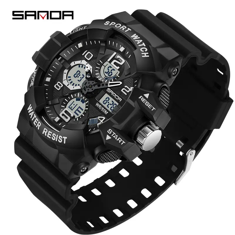 Sanda Sport Watch Black Digital Alarm Clock Water Resistant - Image 12