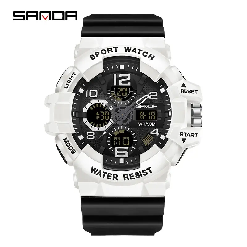 Sanda Sport Watch Black Digital Alarm Clock Water Resistant - Image 3
