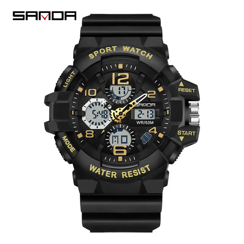 Sanda Sport Watch Black Digital Alarm Clock Water Resistant - Image 5