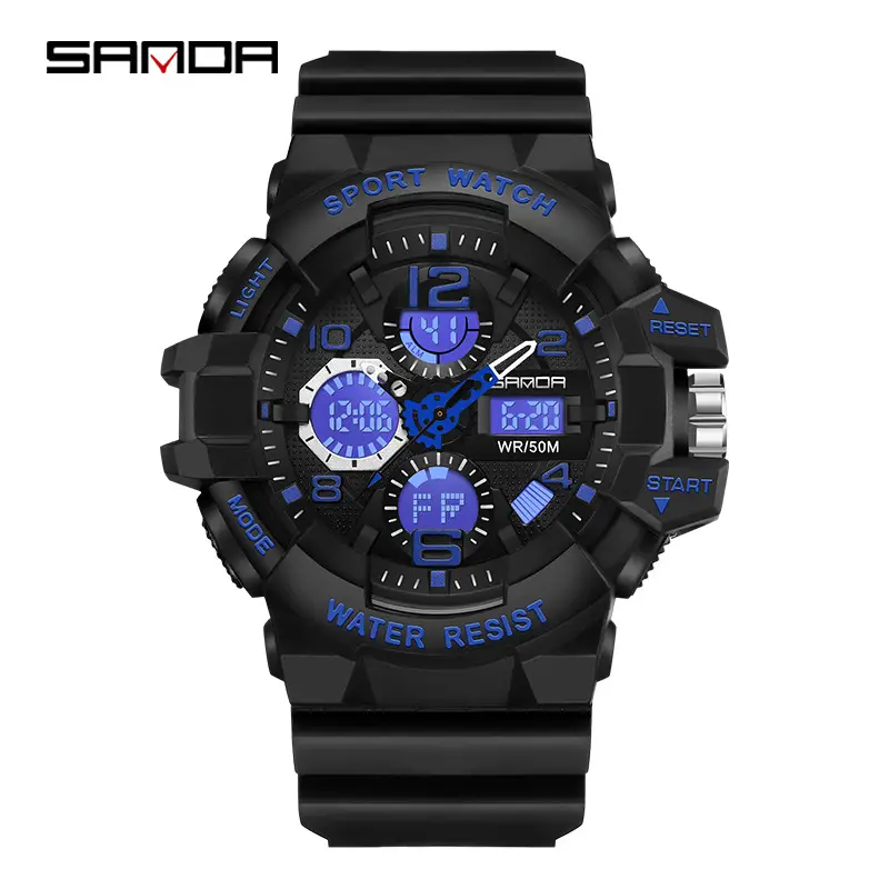 Sanda Sport Watch Black Digital Alarm Clock Water Resistant - Image 6