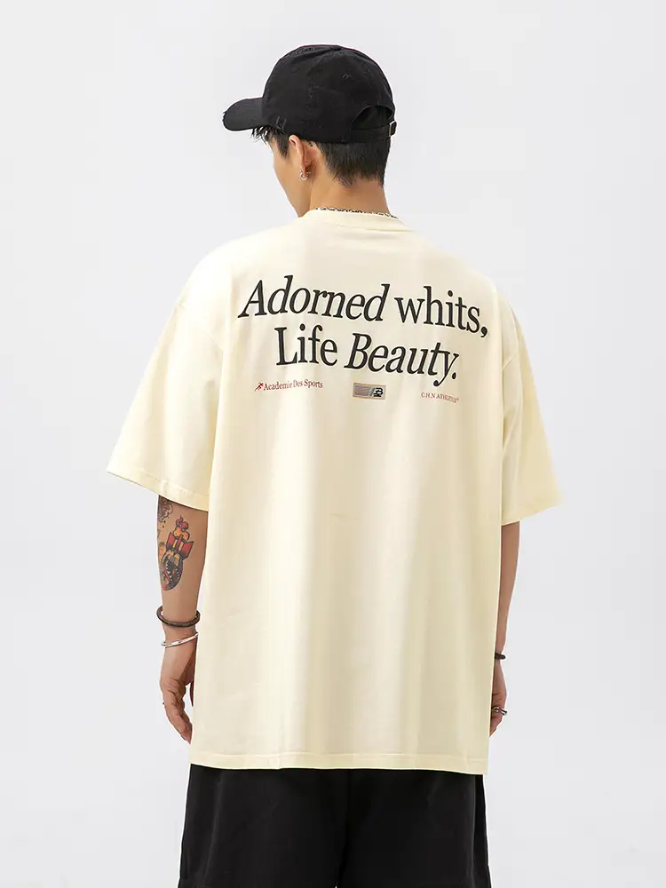 Adorned Whites Life Beauty Cotton T-Shirt Black Short Sleeve - Image 4