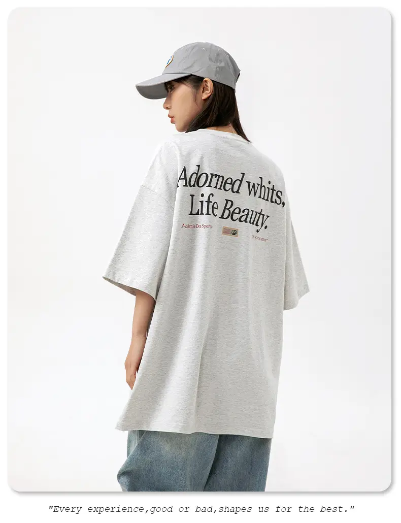 Adorned Whites Life Beauty Cotton T-Shirt Black Short Sleeve — feature 17