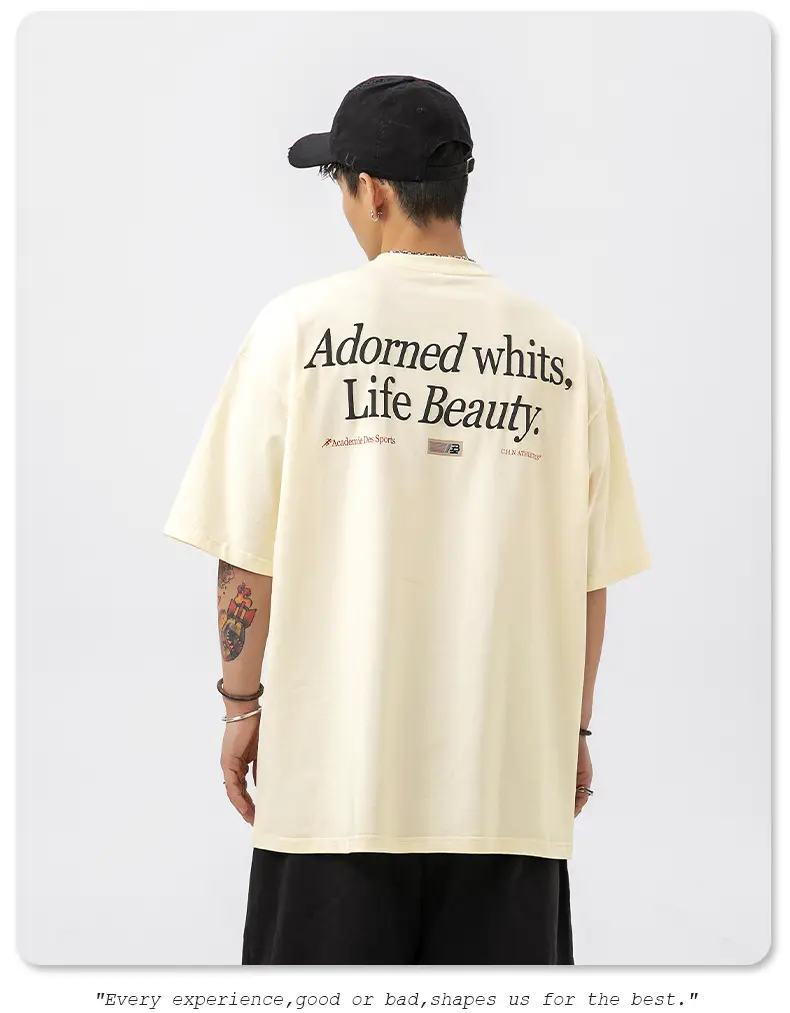 Adorned Whites Life Beauty Cotton T-Shirt Black Short Sleeve — feature 21