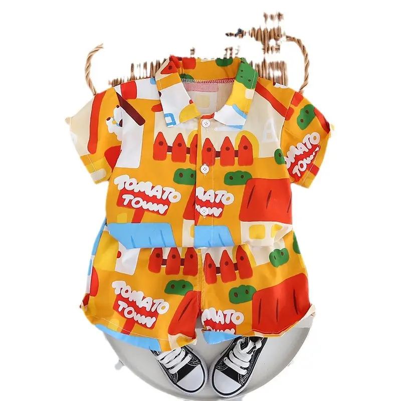 Children's Cotton Short Sleeve T-Shirt Suit Summer Boys